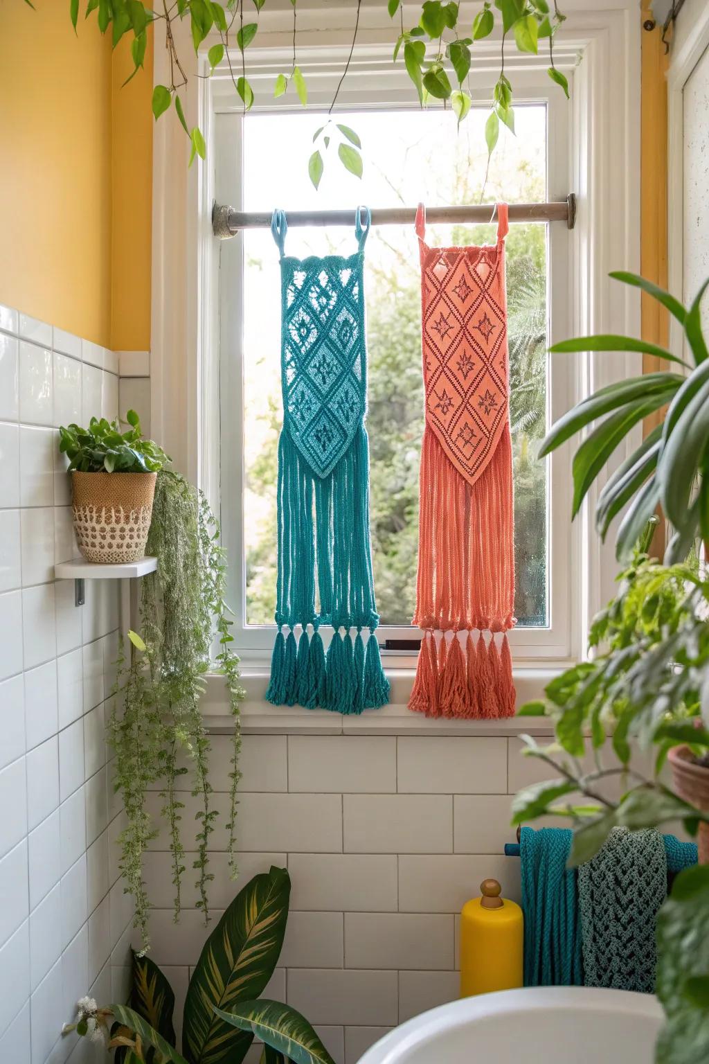 Creative flair using handcrafted knotted wall decor.