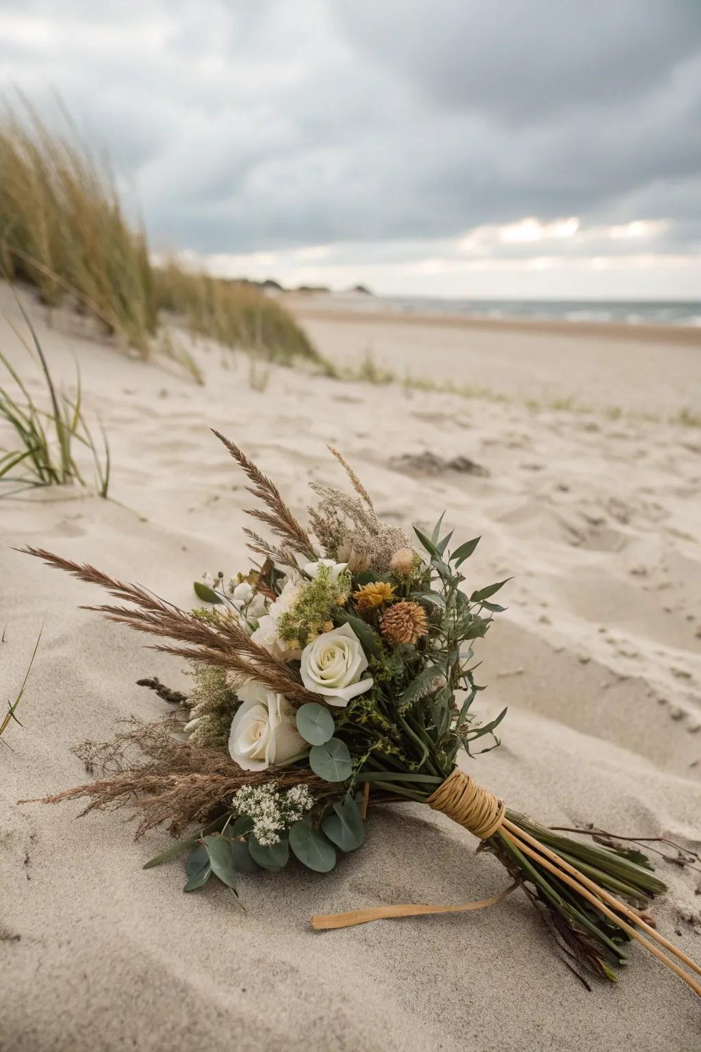 An earthy bouquet that naturally enhances the beach setting.