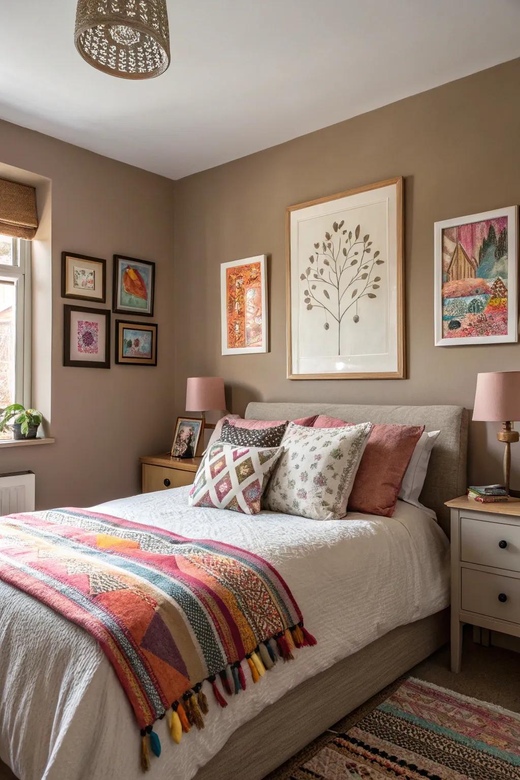 Elegant drabs deliver a neutral canvas for colorful articulations within your sleeping quarters.