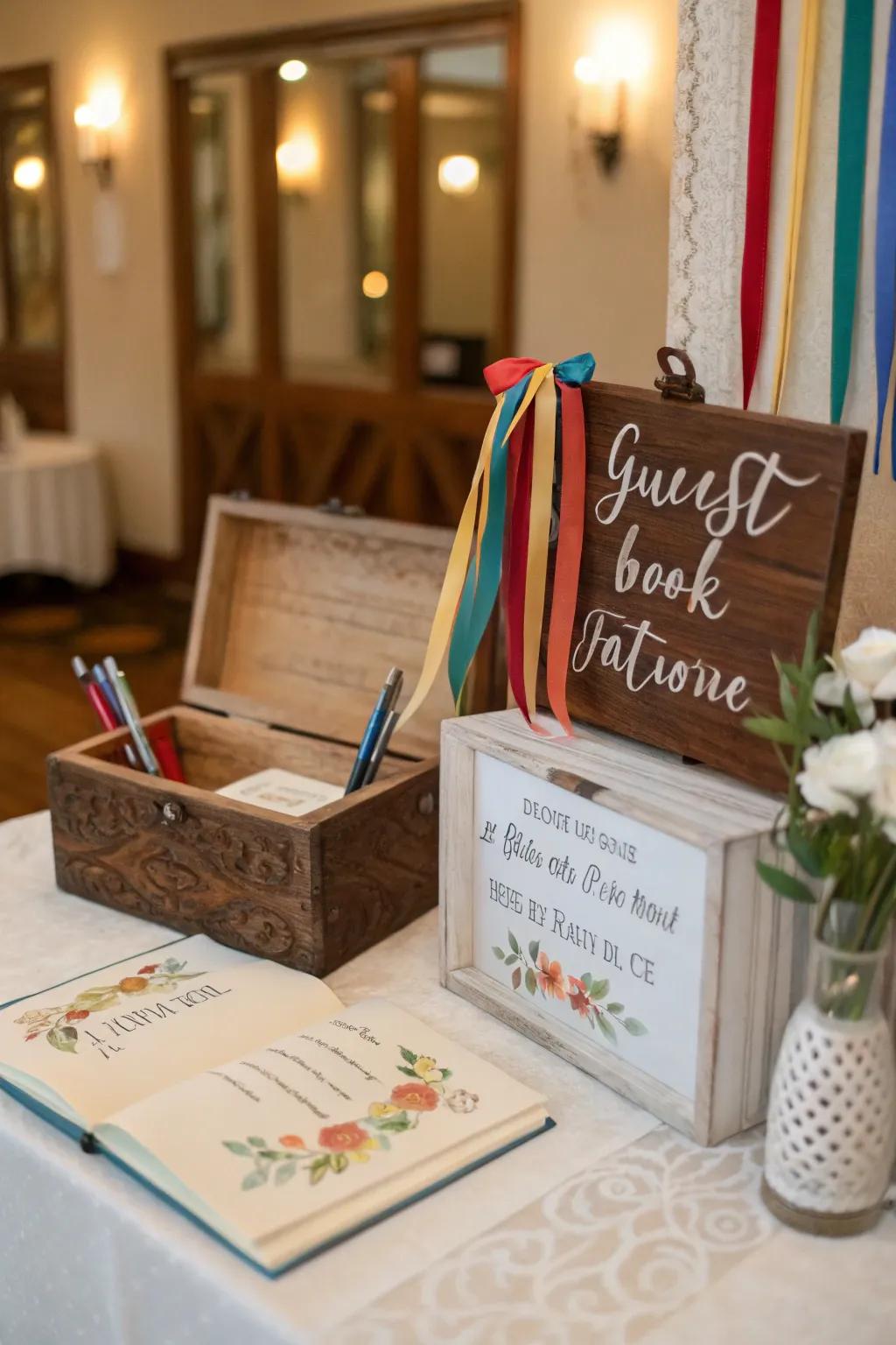 An interactive guest book is a cherished keepsake.