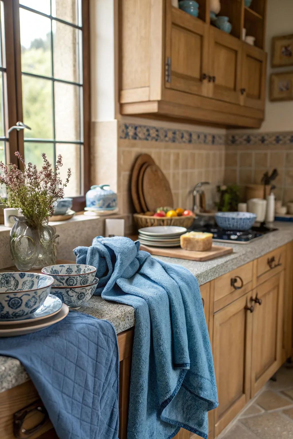 Festive blue accents for the kitchen