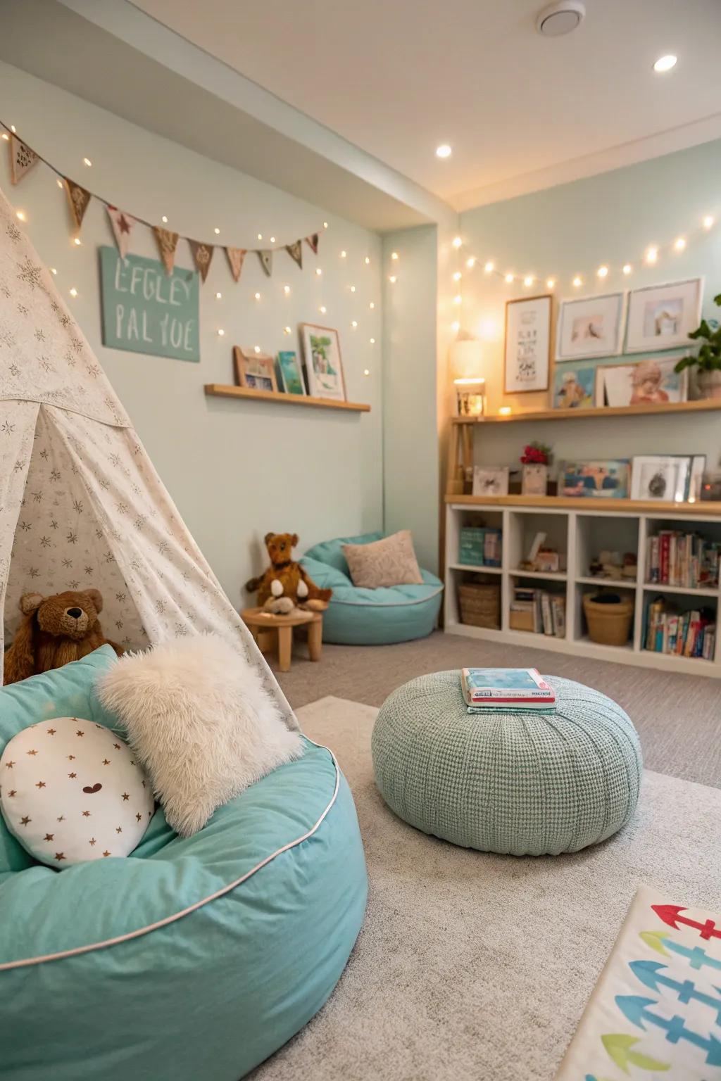 A calm space that supports unwinding amid playtime.