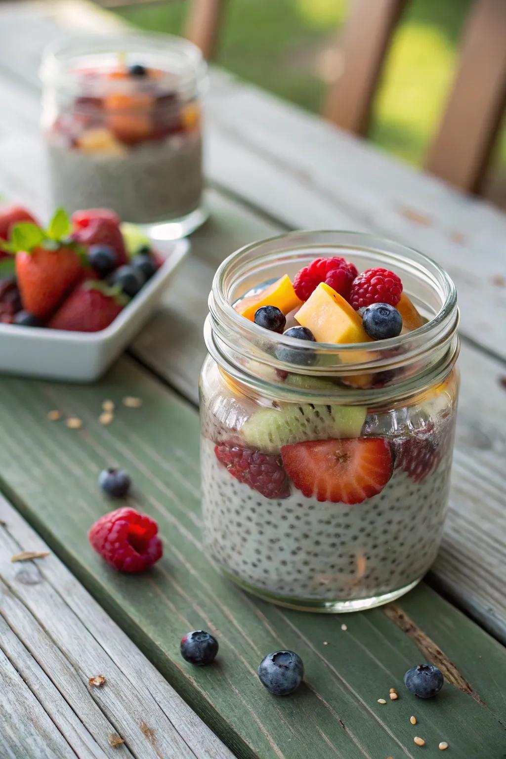 Creamy super seed pudding ready to delight the senses.