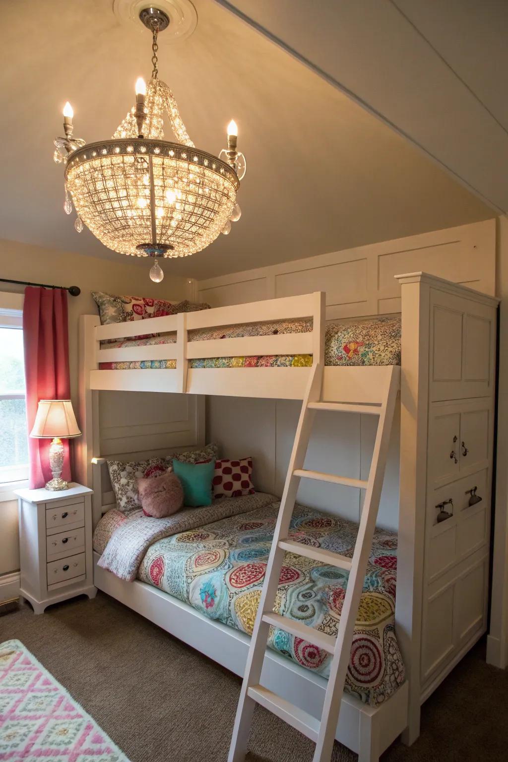 A miniature fixture adds unexpected luxury.