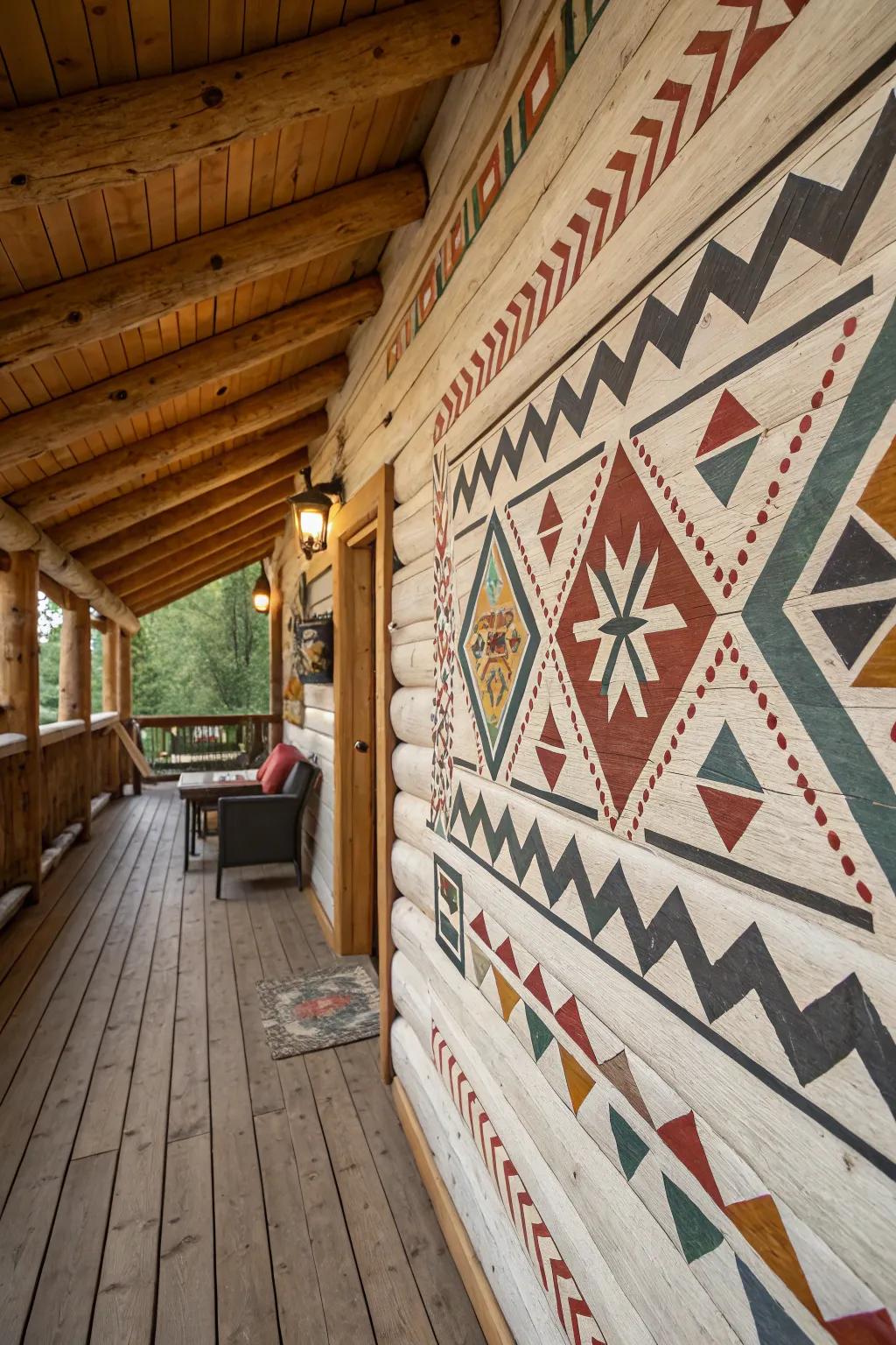 Geometric designs adding a modern flair to the cabin.