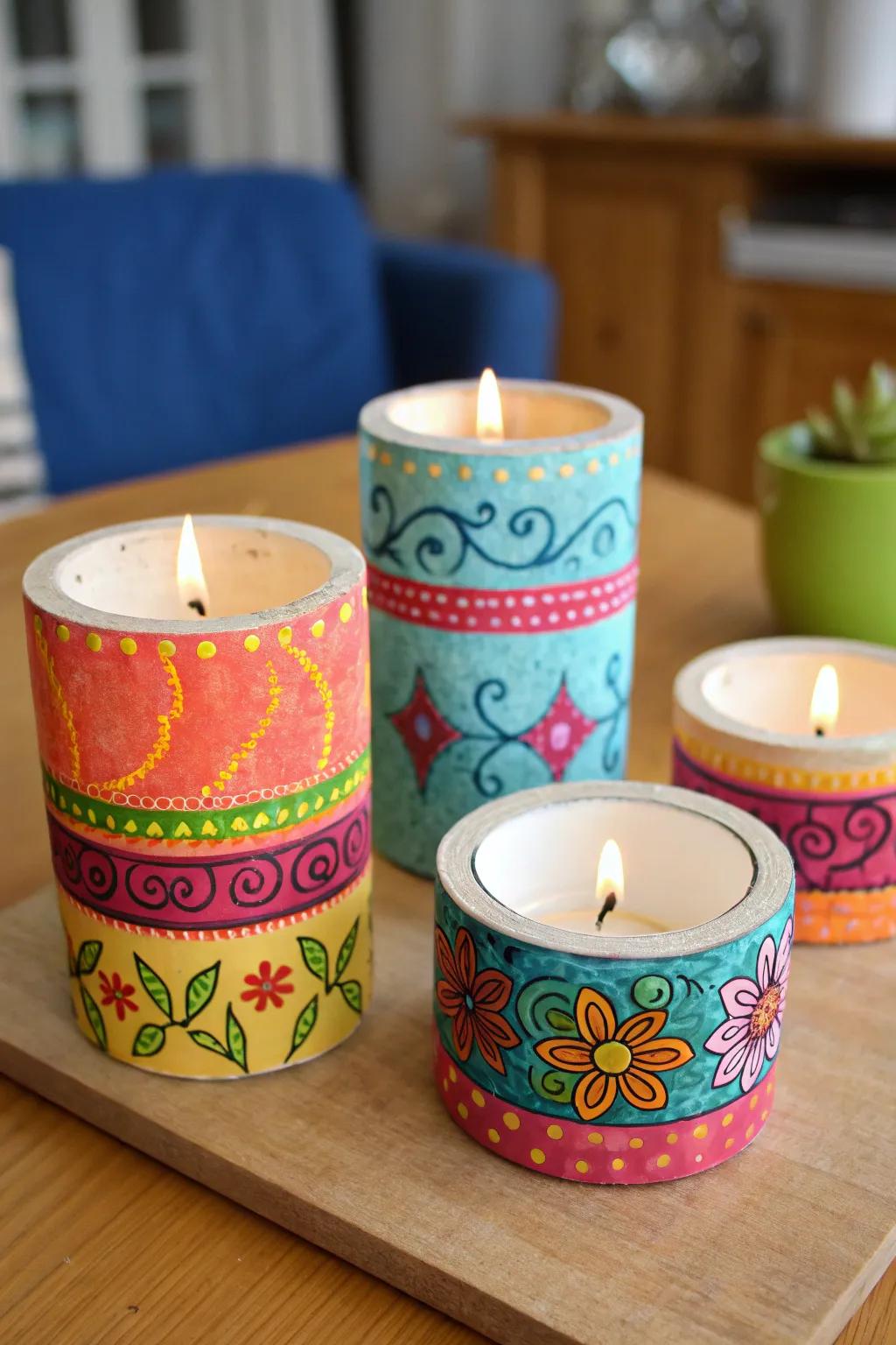 DIY personalized wax light holders adding a personal touch.