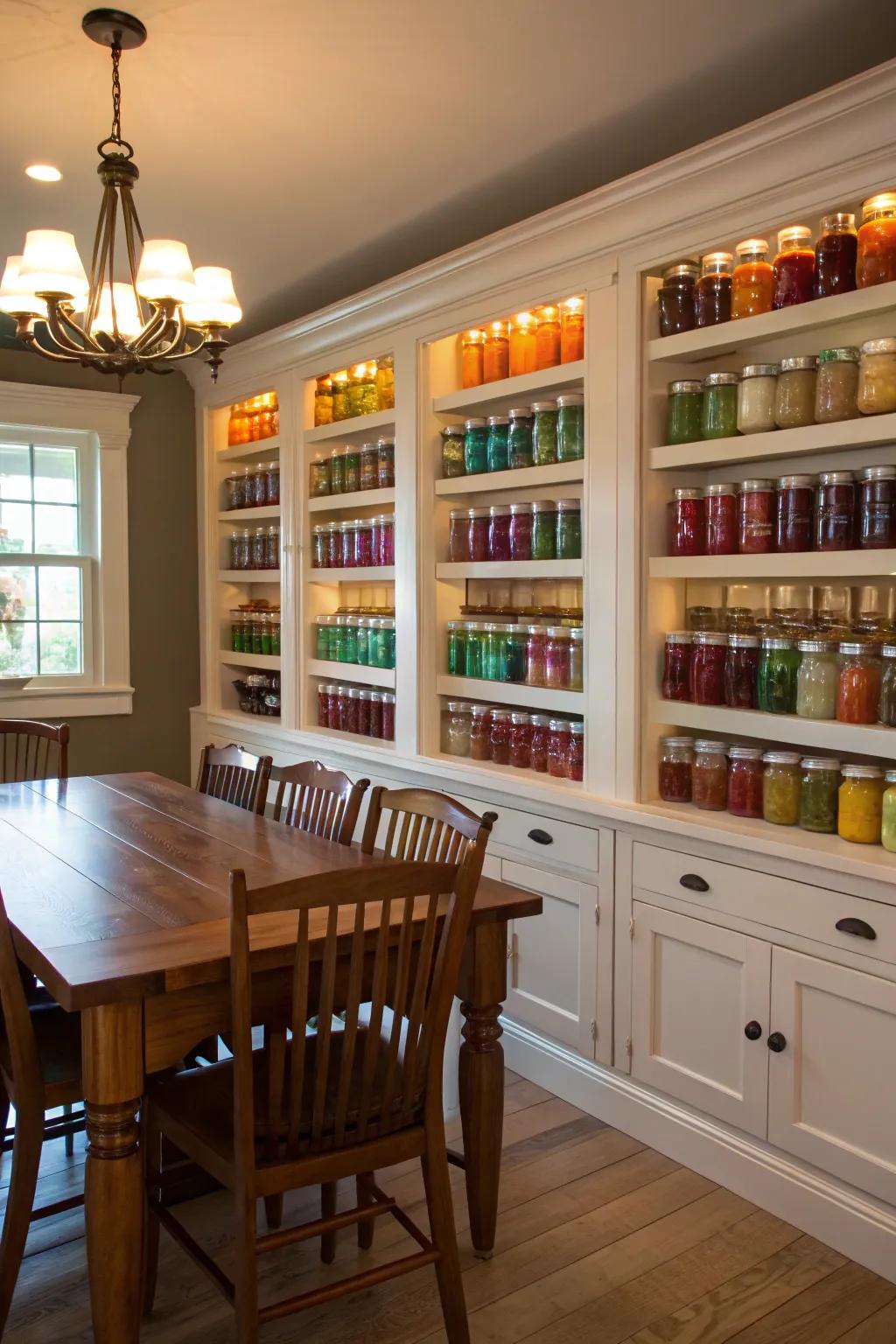 Meld stowing with design utilizing fitted cupboards for your containers.
