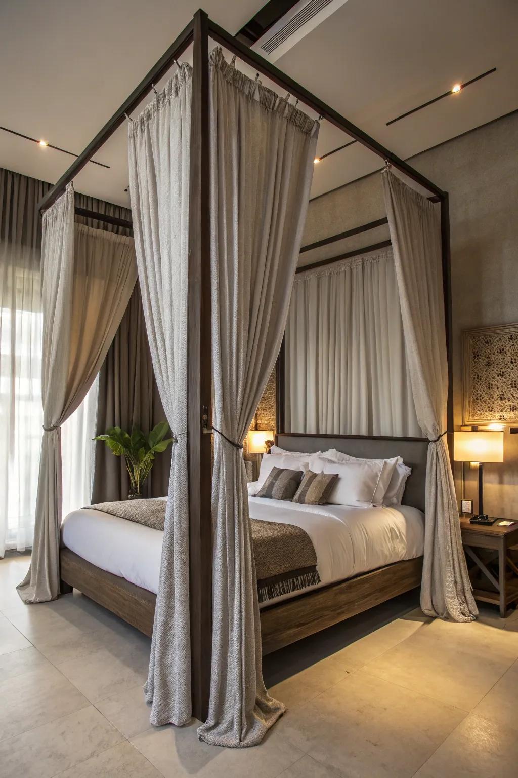Full height drapes add dramatic height.
