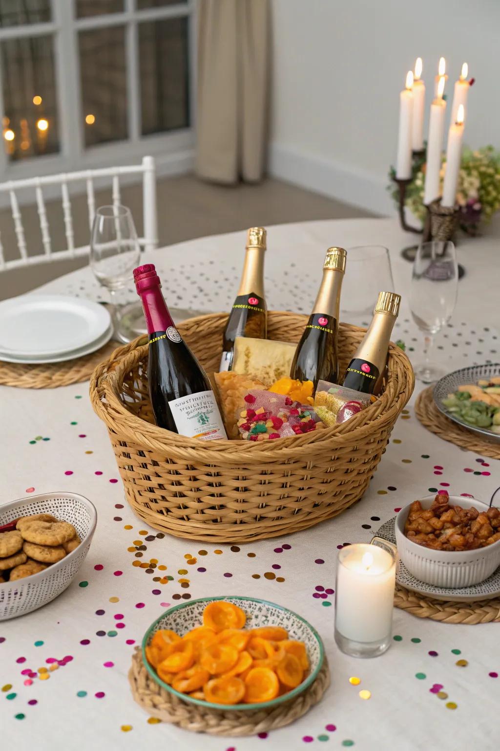 Party with snacks and confetti.