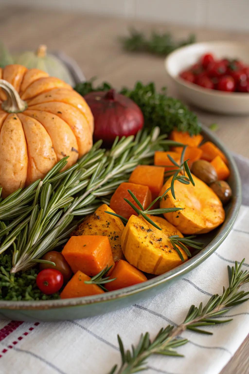 Highlight the season&rsquo;s abundance using a natural centerpiece.