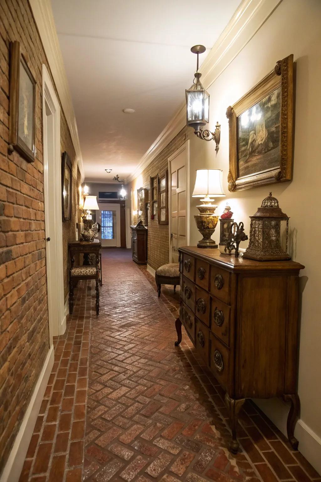 Faux brick panels: vintage vibes with modern ease.