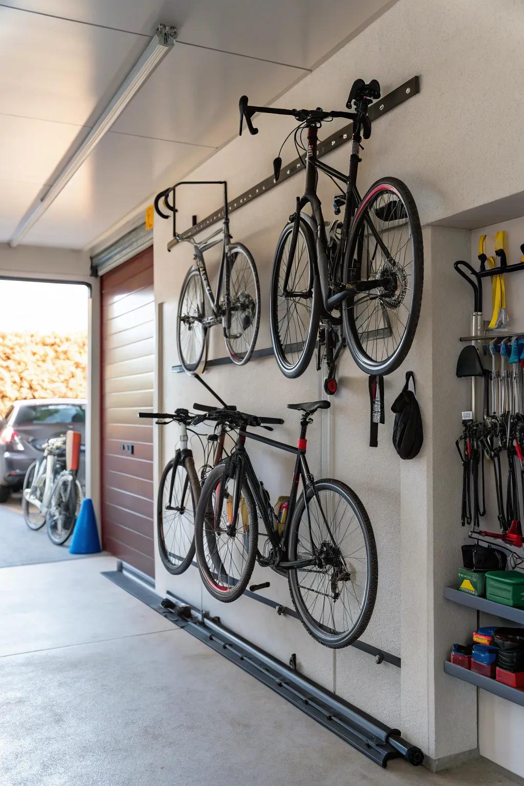 Bicycle mounts are a practical solution for saving space.