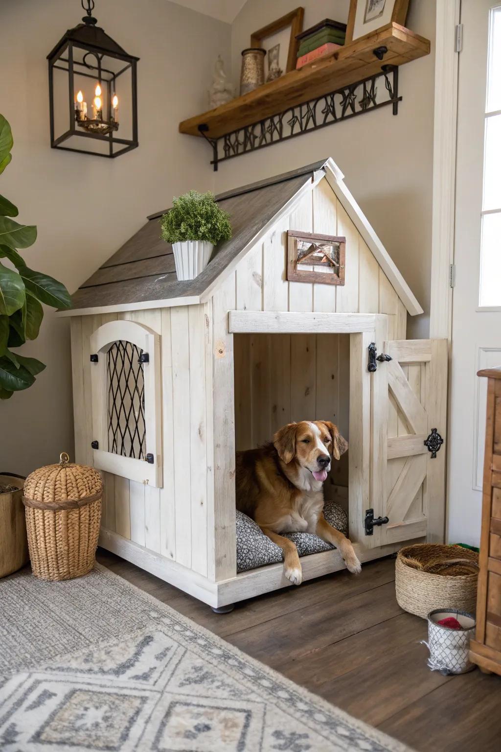 With this kennel design, bring country home charm into your house.
