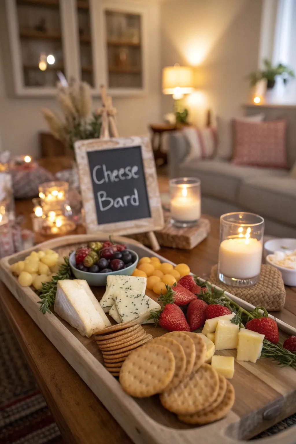 A cheese board with personal touches.