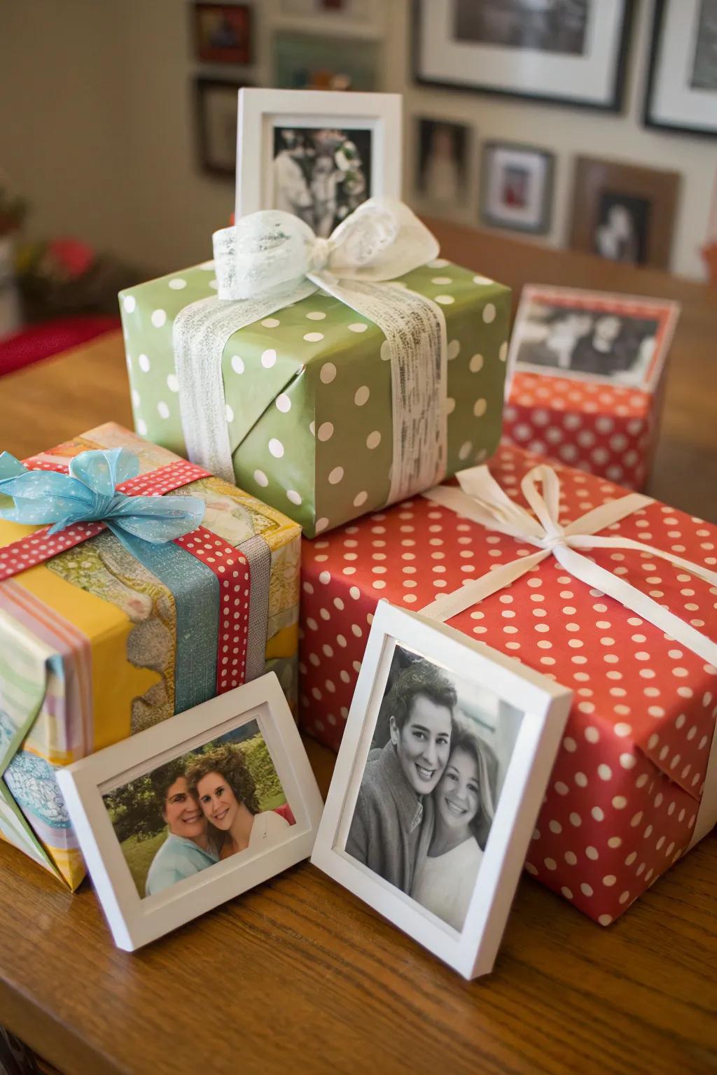 Gifts adorned with personal photo recollections for a heartfelt nuance.
