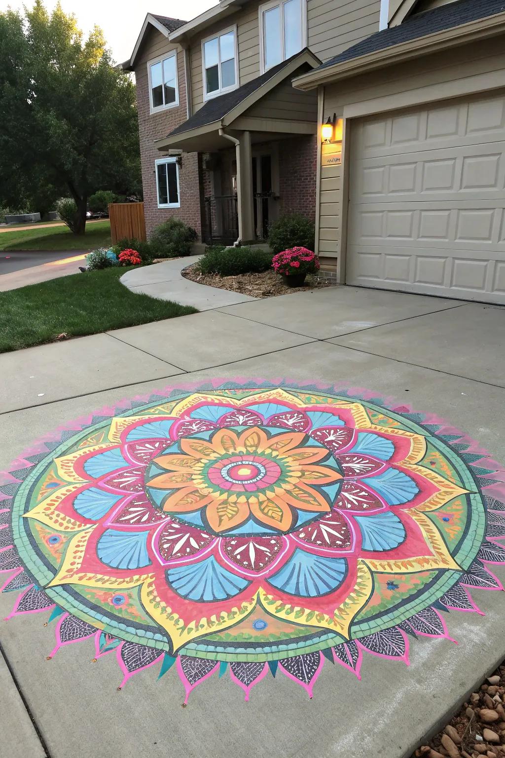 An artistic driveway that shows creativity and personal style.