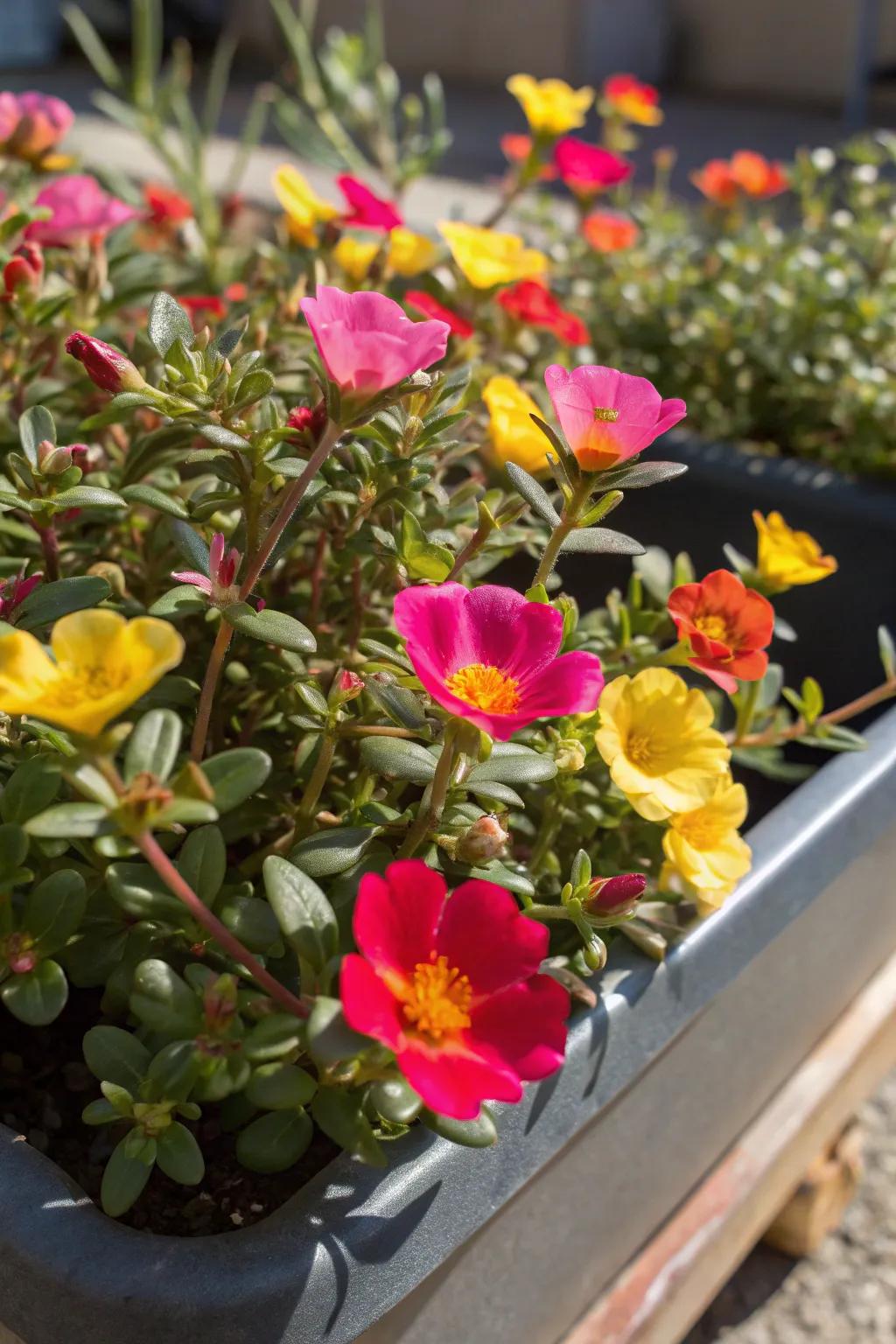 Portulaca thriving effortlessly under sunny skies.