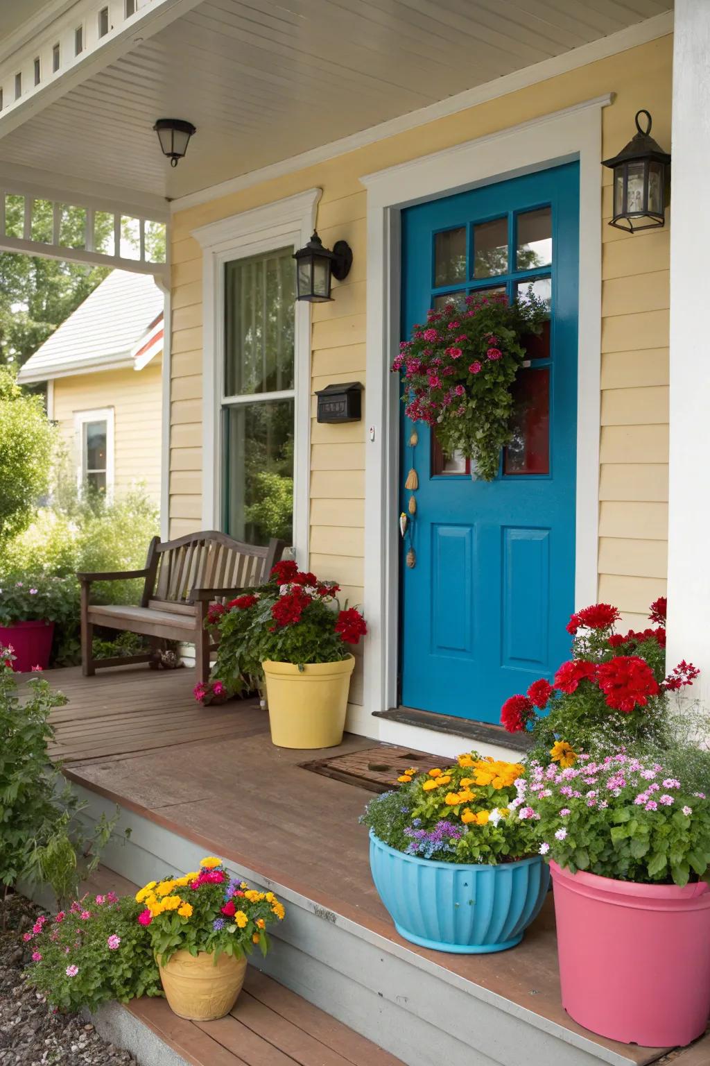 Colorful accents add vibrant energy to your porch.