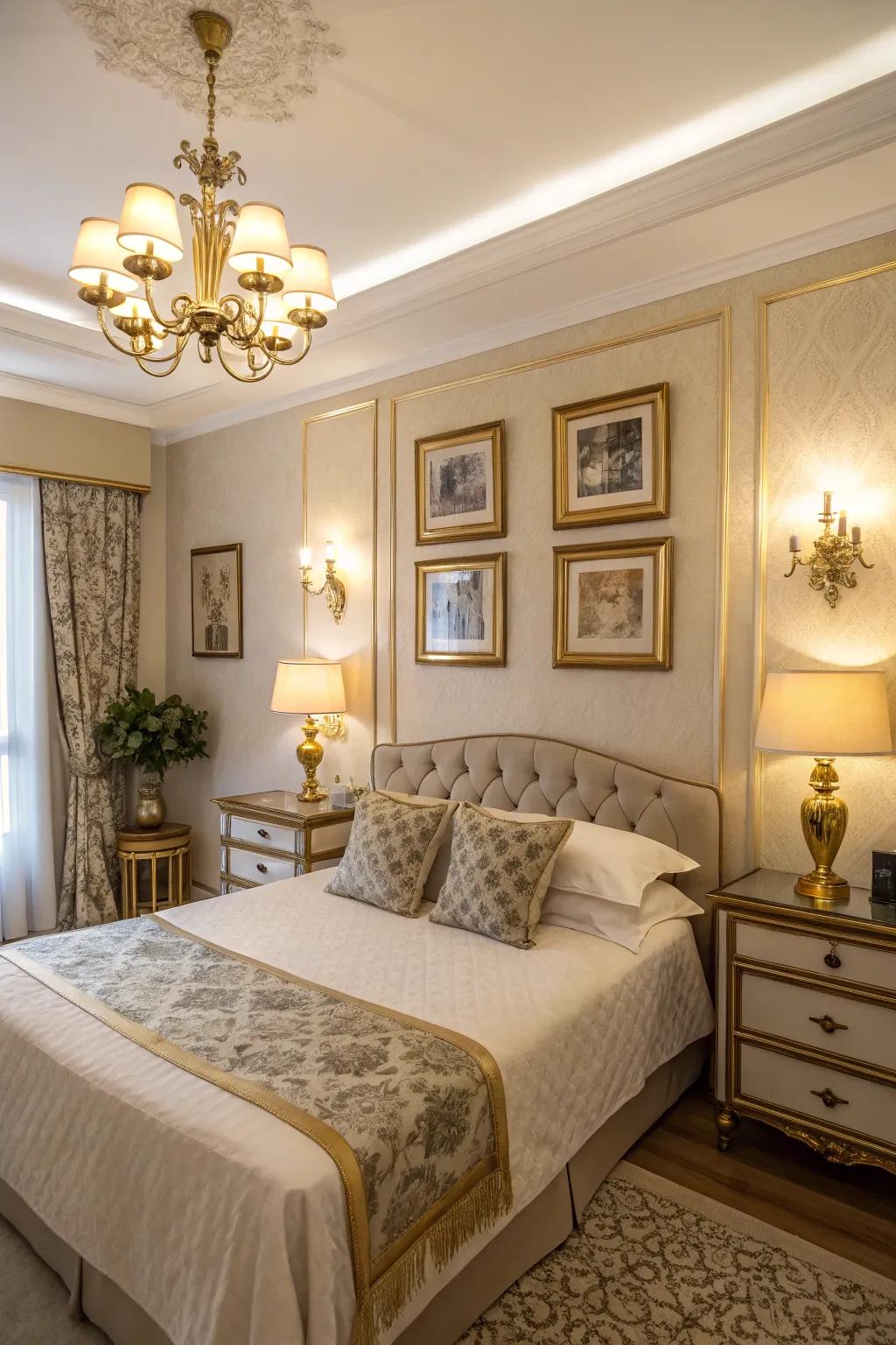 Brass accents introduce a hint of luxury.