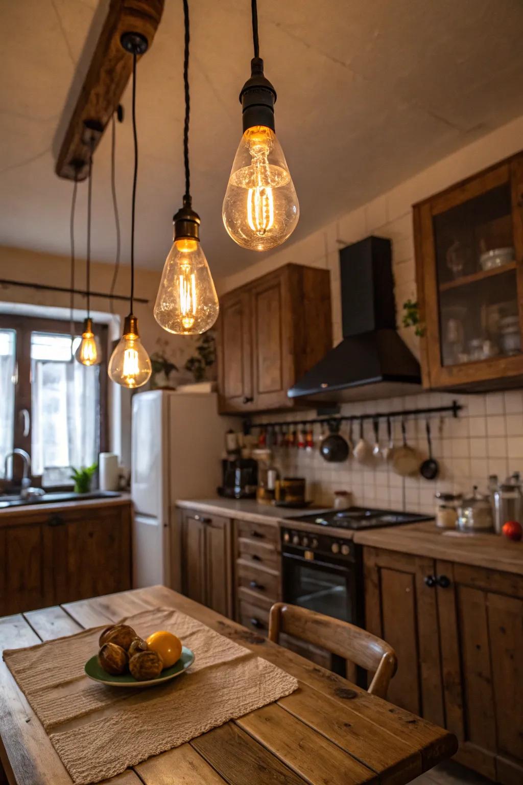 Ornate light bulbs can add a warm, classic touch.