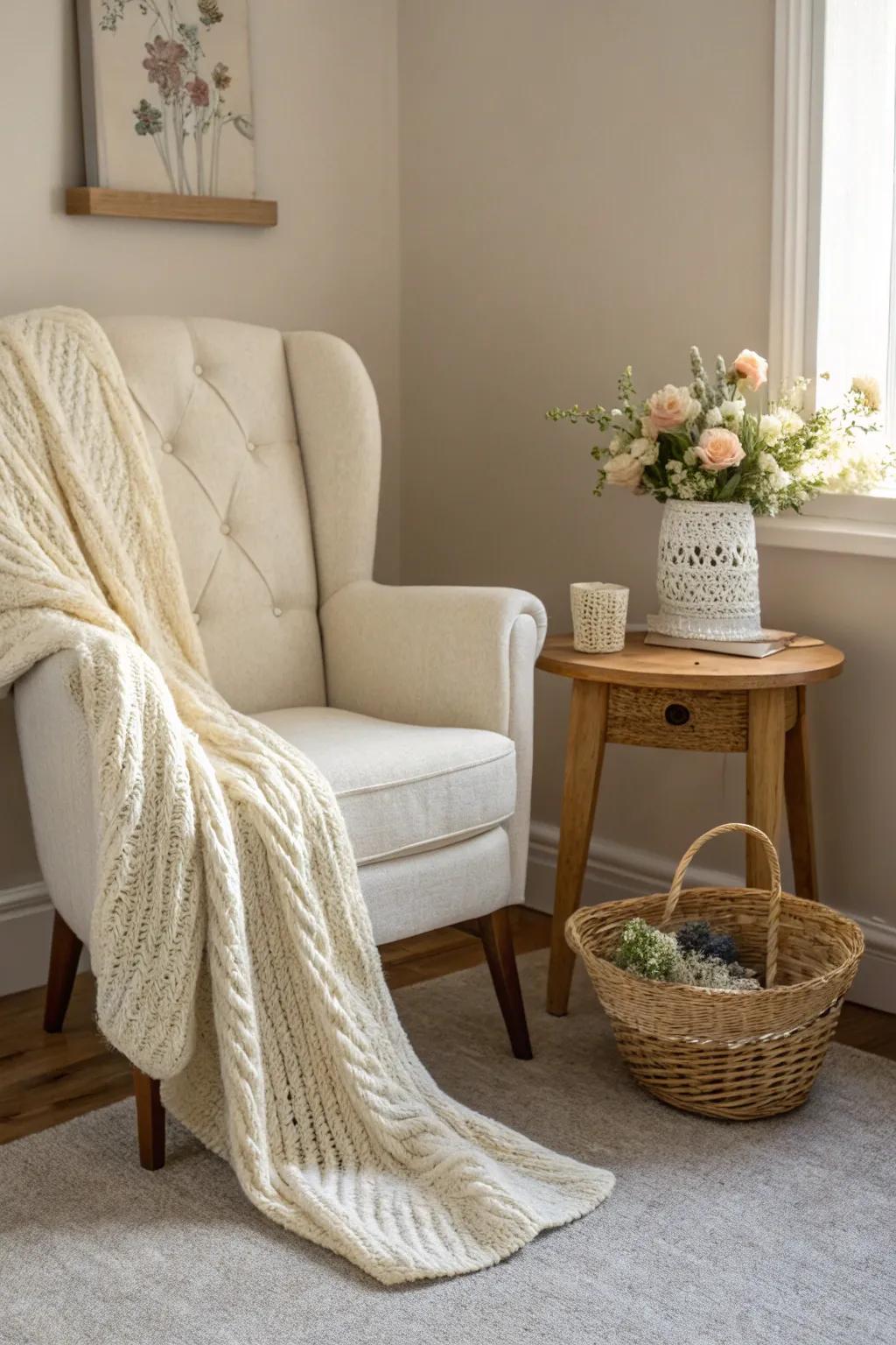 Find inspiration in a cozy crafting nook that blends Scandinavian simplicity with Boho charm.