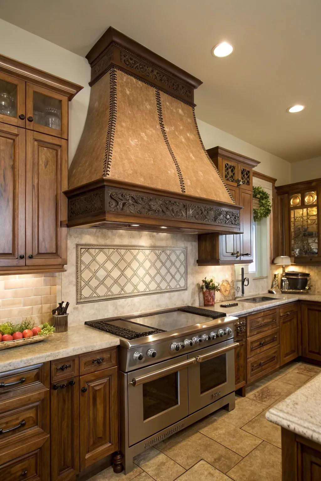 Chimney-style range hoods introduce vintage charm to kitchens.