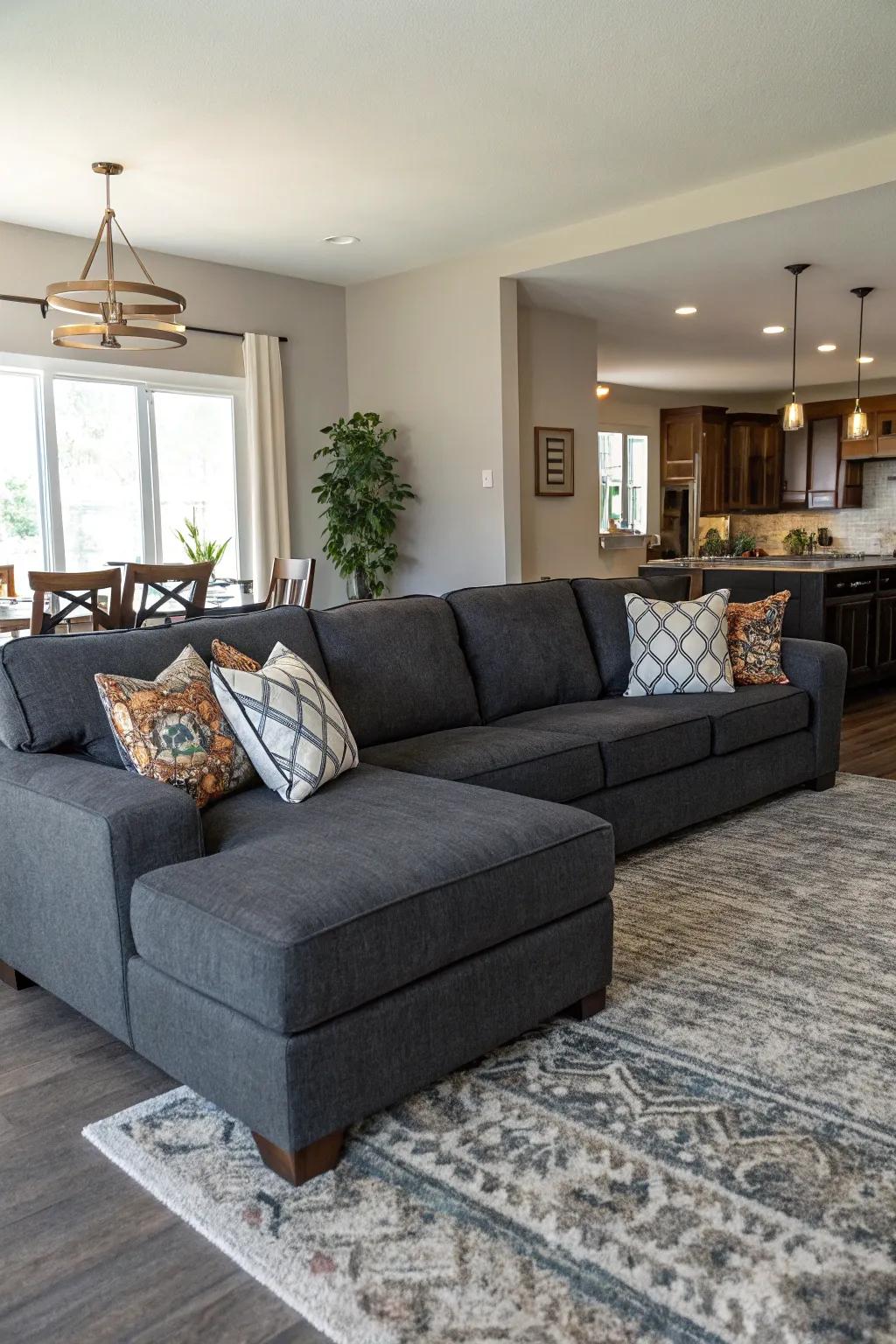 Modular sofas can delineate spaces in open floor plans.