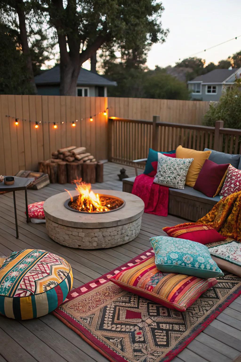 Decorative elements like cushions and throws add comfort and style to your deck.