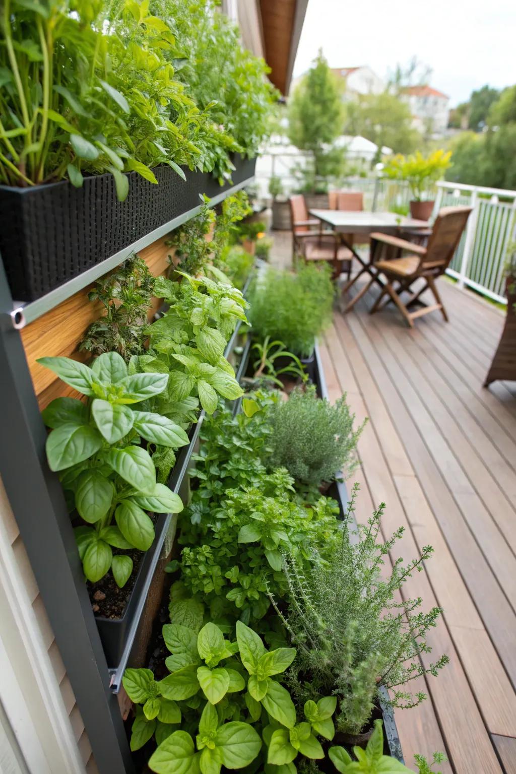 Vertical herb gardens are decorative and practical.