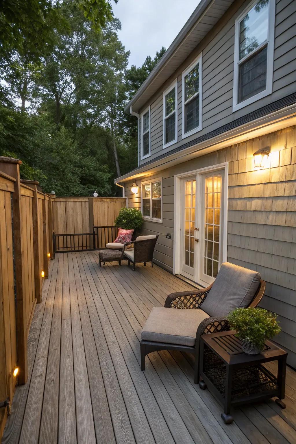 Utilizing existing walls to seamlessly add privacy.