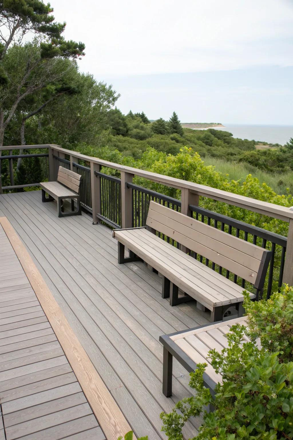 Bench enclosing rail combos offer seamless design and functionality.