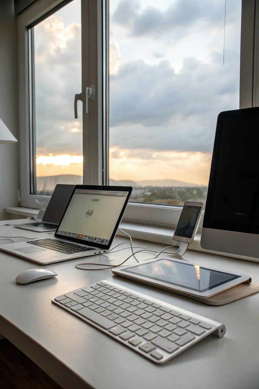 Seamless technology integration keeps the workspace tidy.