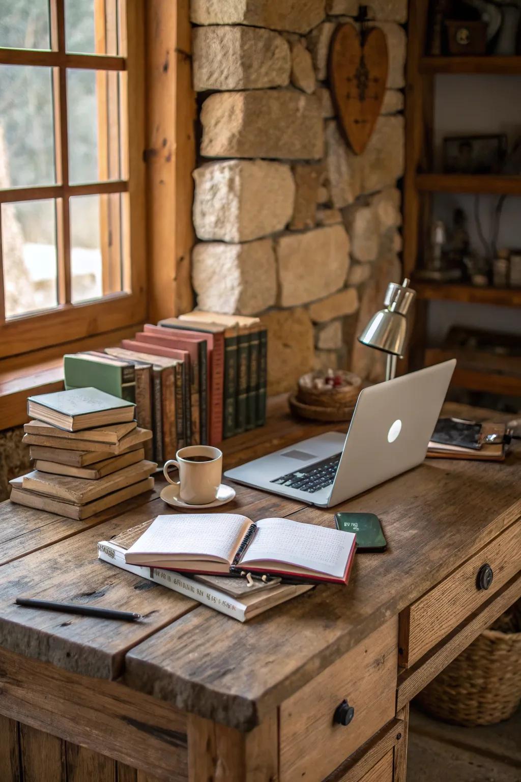 Organic materials create a comfortable and welcoming atmosphere.