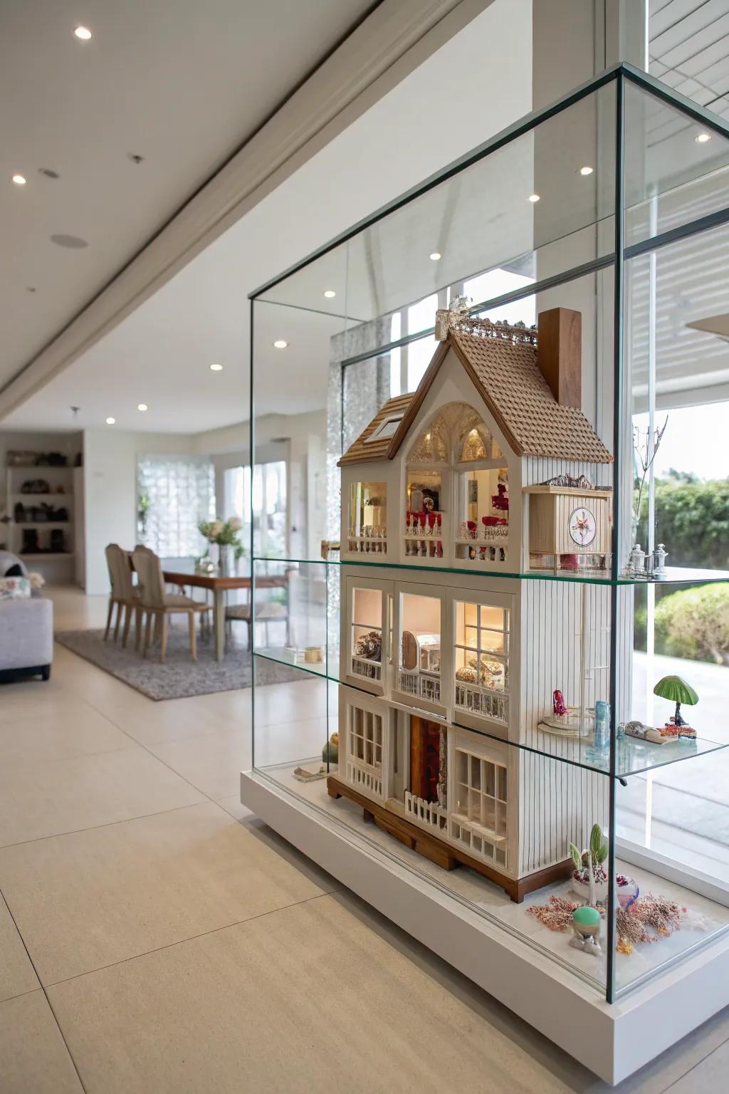 Glass shelves provide protection and a modern display solution.