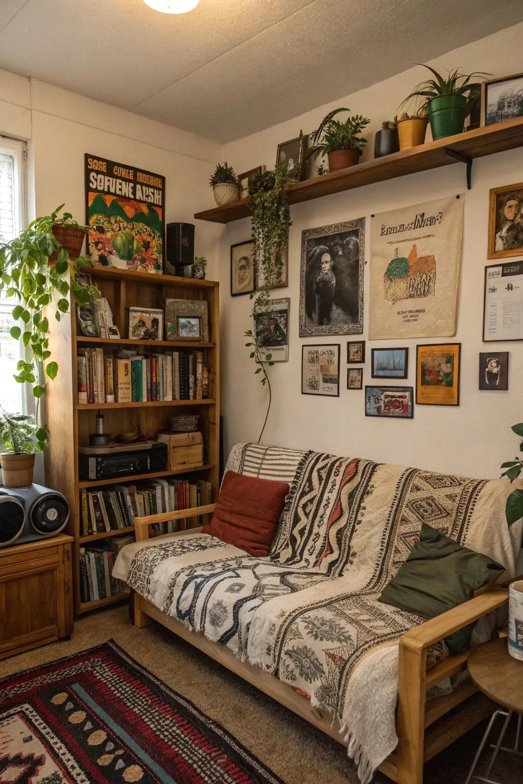 This vintage couch brings character and charm to the eclectic dorm.