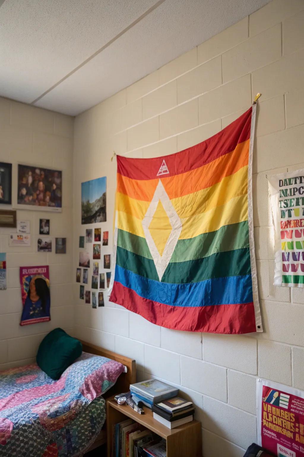 Banners and flags add personal style and color to any college room.