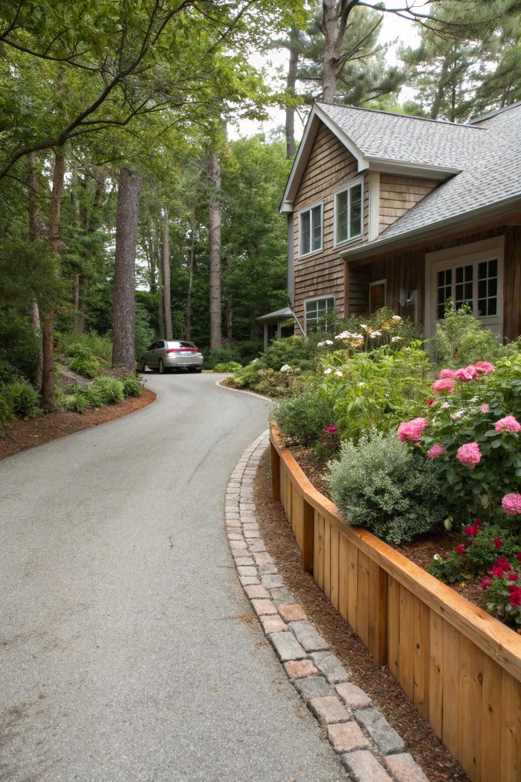 Wood elements can infuse your driveway with an organic and balanced essence.