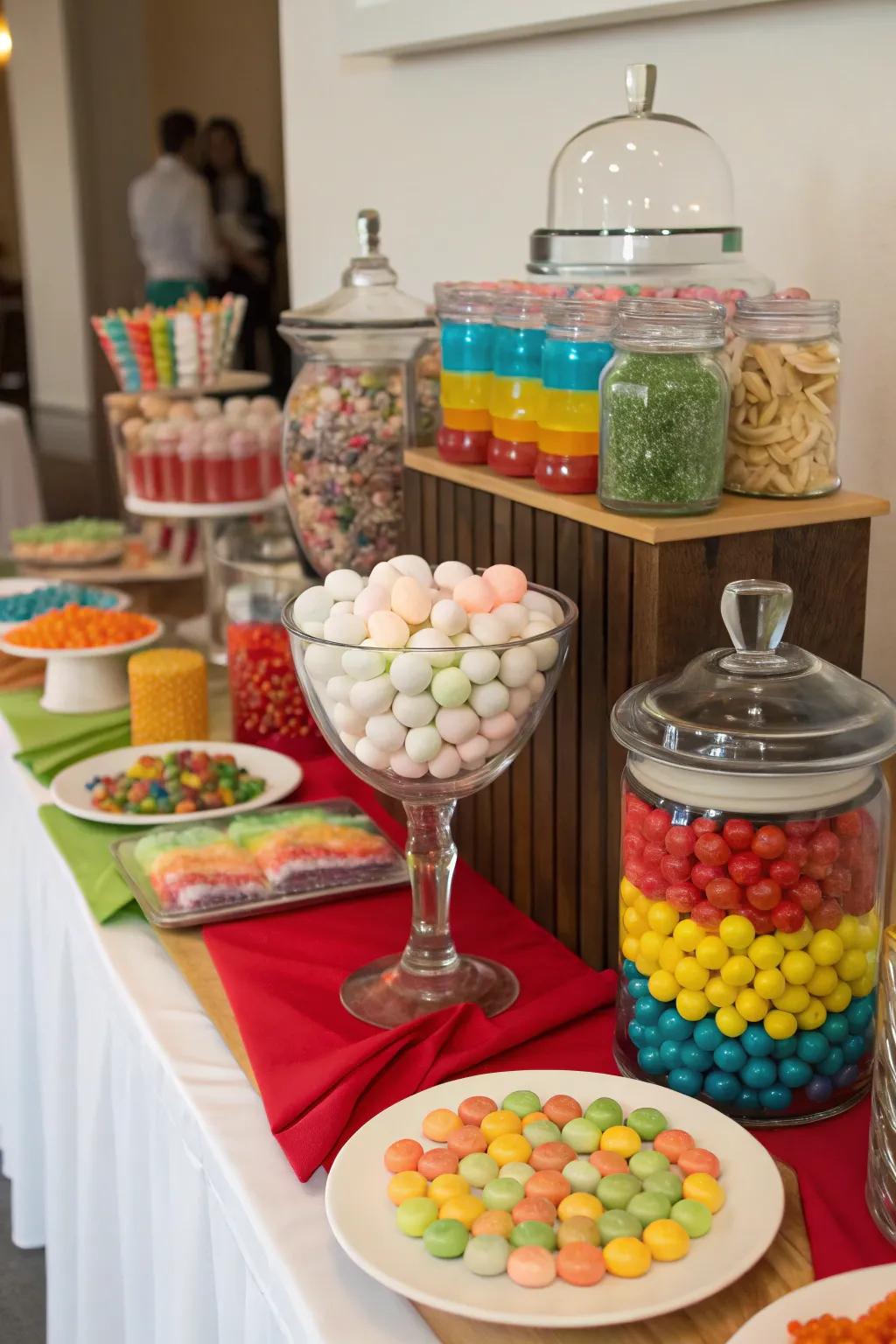 Specialty candies making the display stand out.