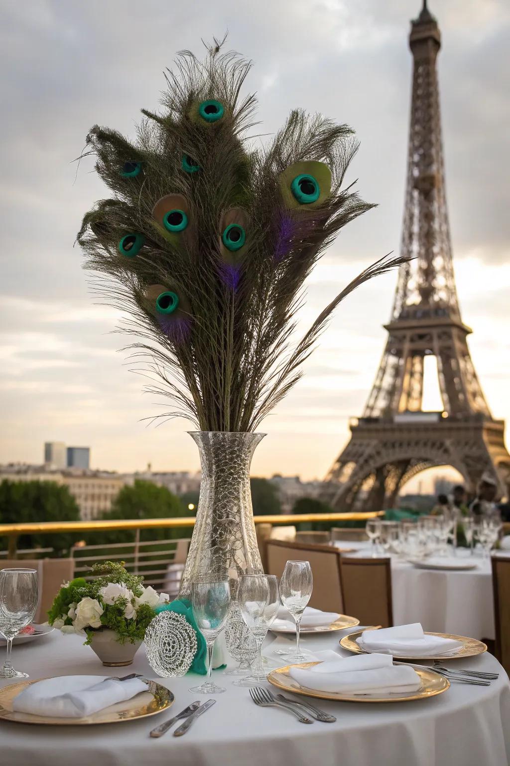 Add drama with the bold colors of elegant plumes.