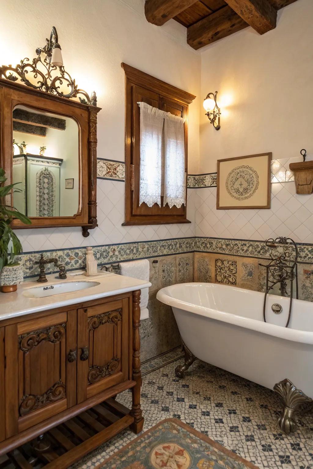 Classic elements inject charm into this refined bathroom.