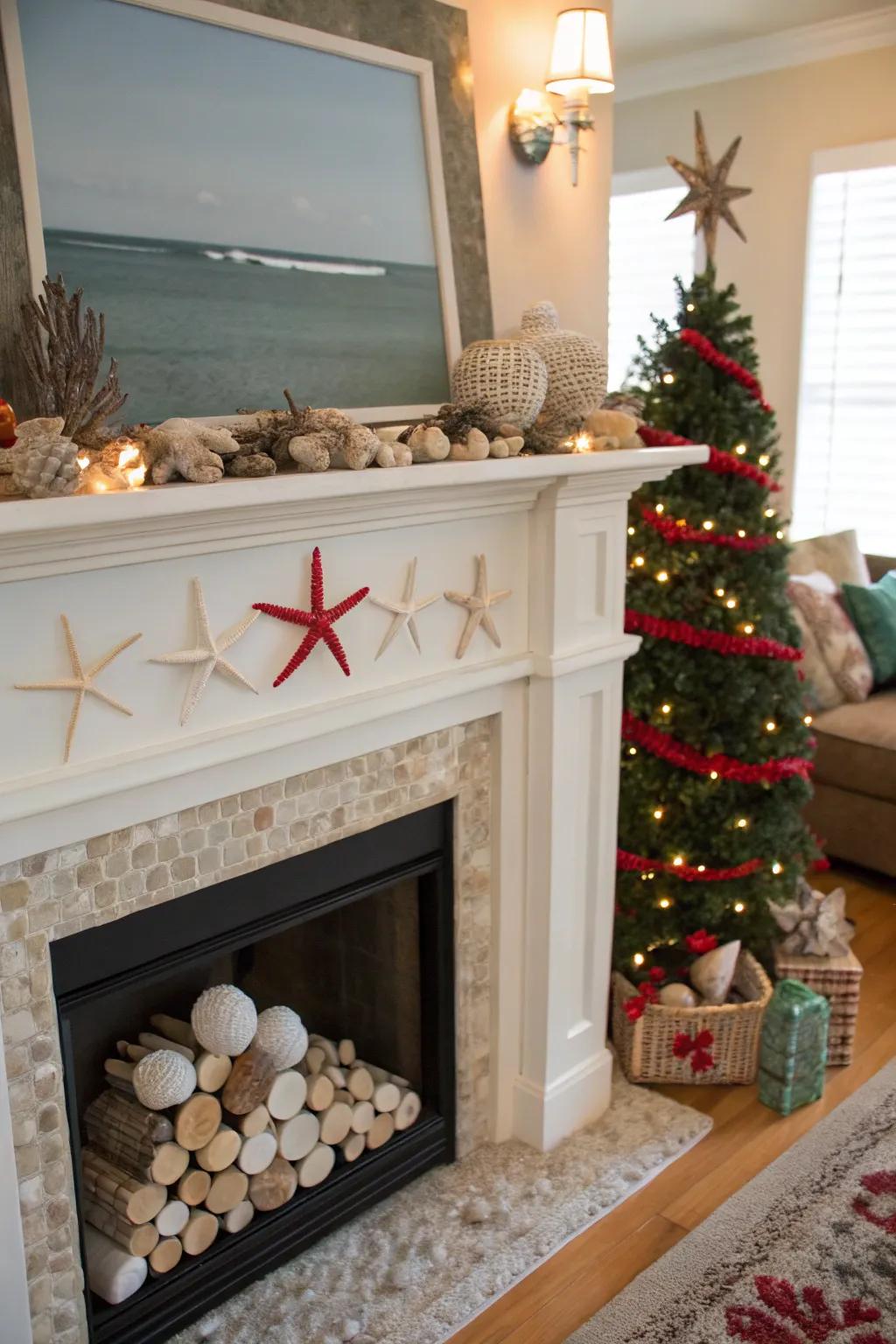 Coastal elements introduce a seaside spin to Christmas.