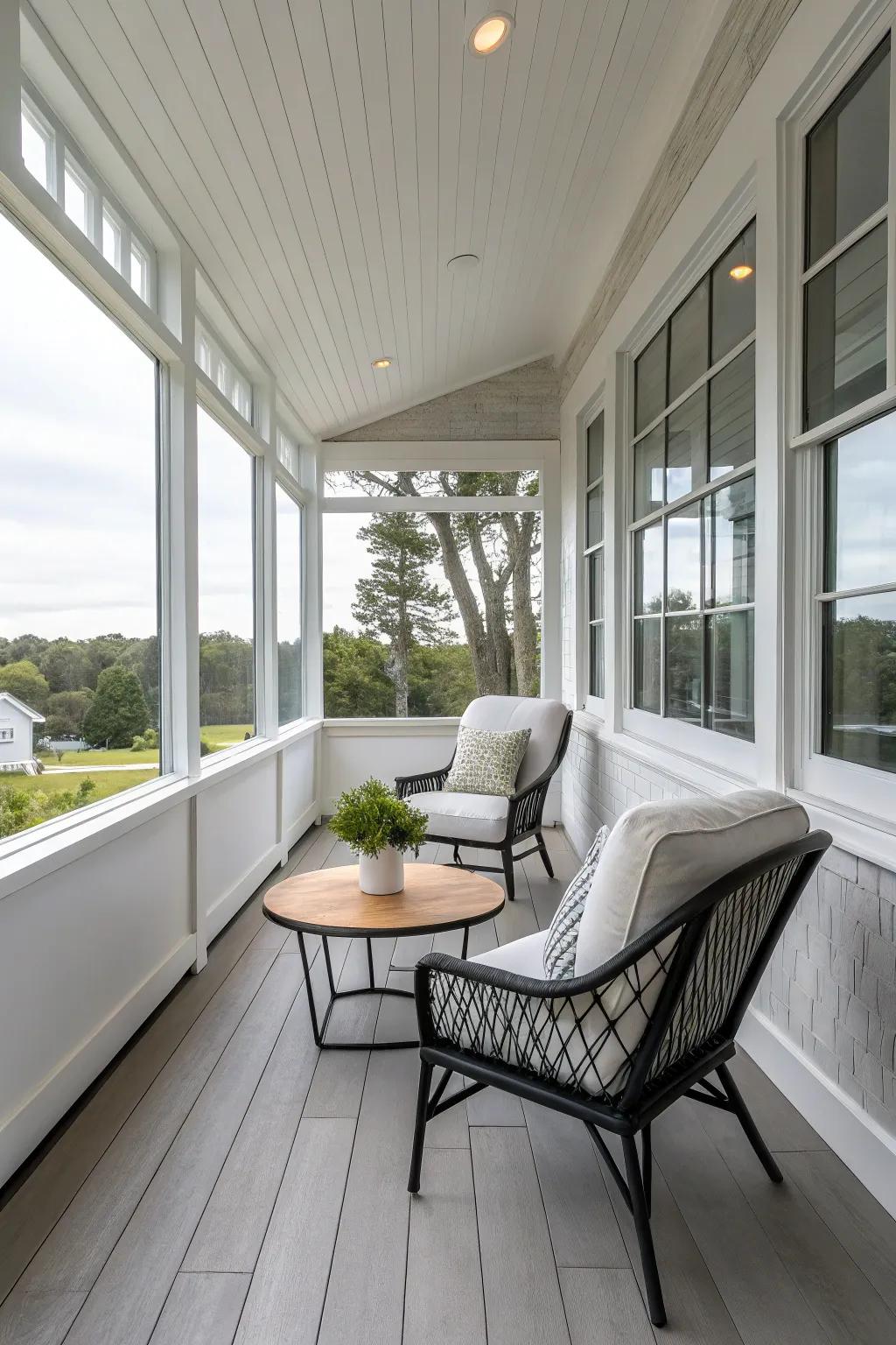 Modern minimalist design on a sheltered patio.