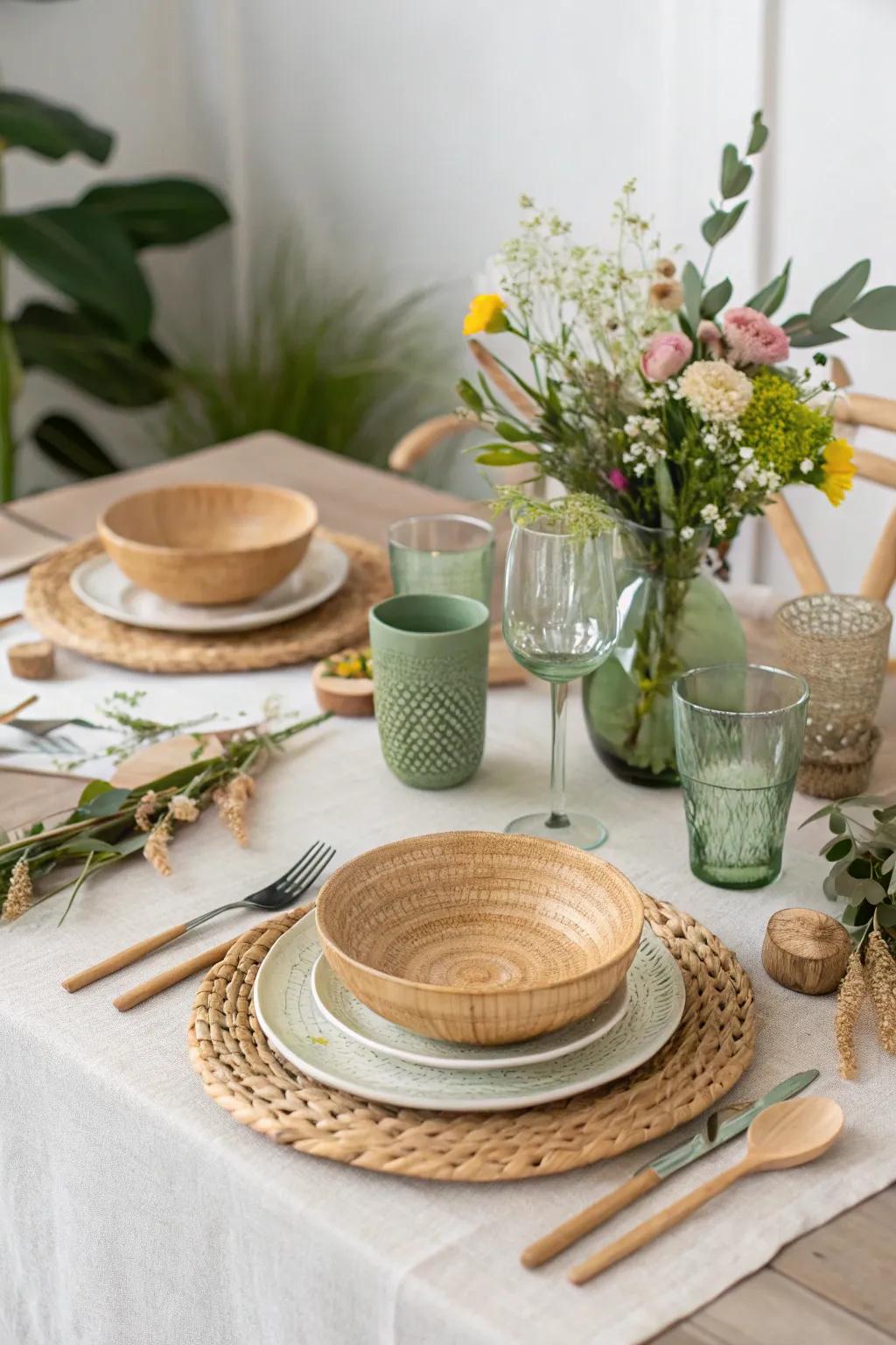 Eco-friendly dining ware merging style with sustainability for the brunch.