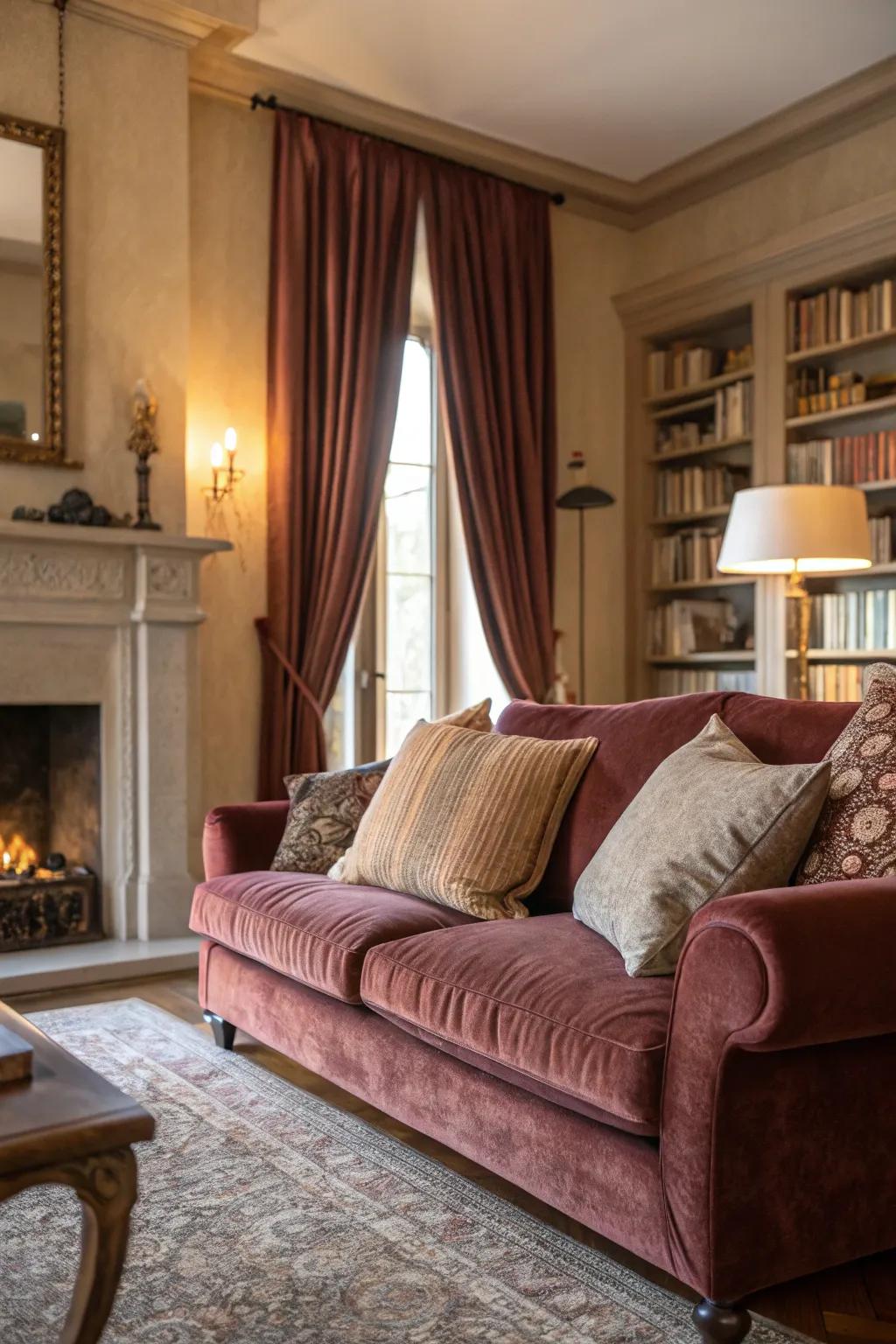 Lavish fabrics exude luxury and comfort.