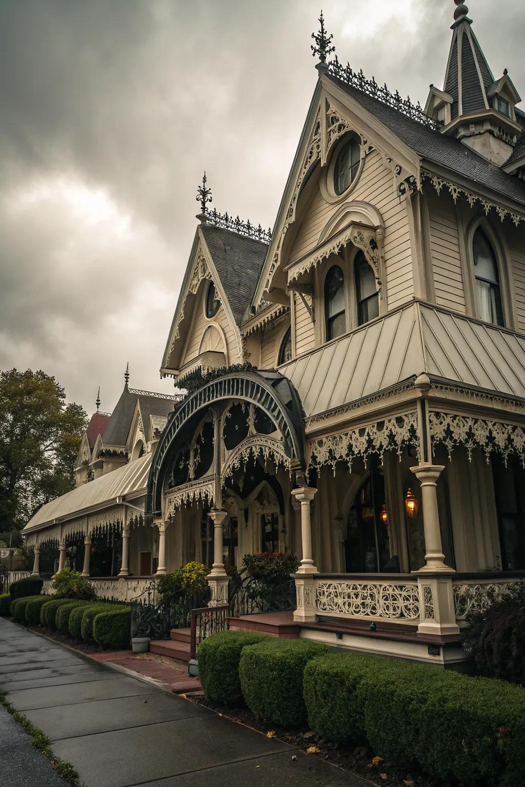 Gothic-inspired shades add drama and elegance to any facade.