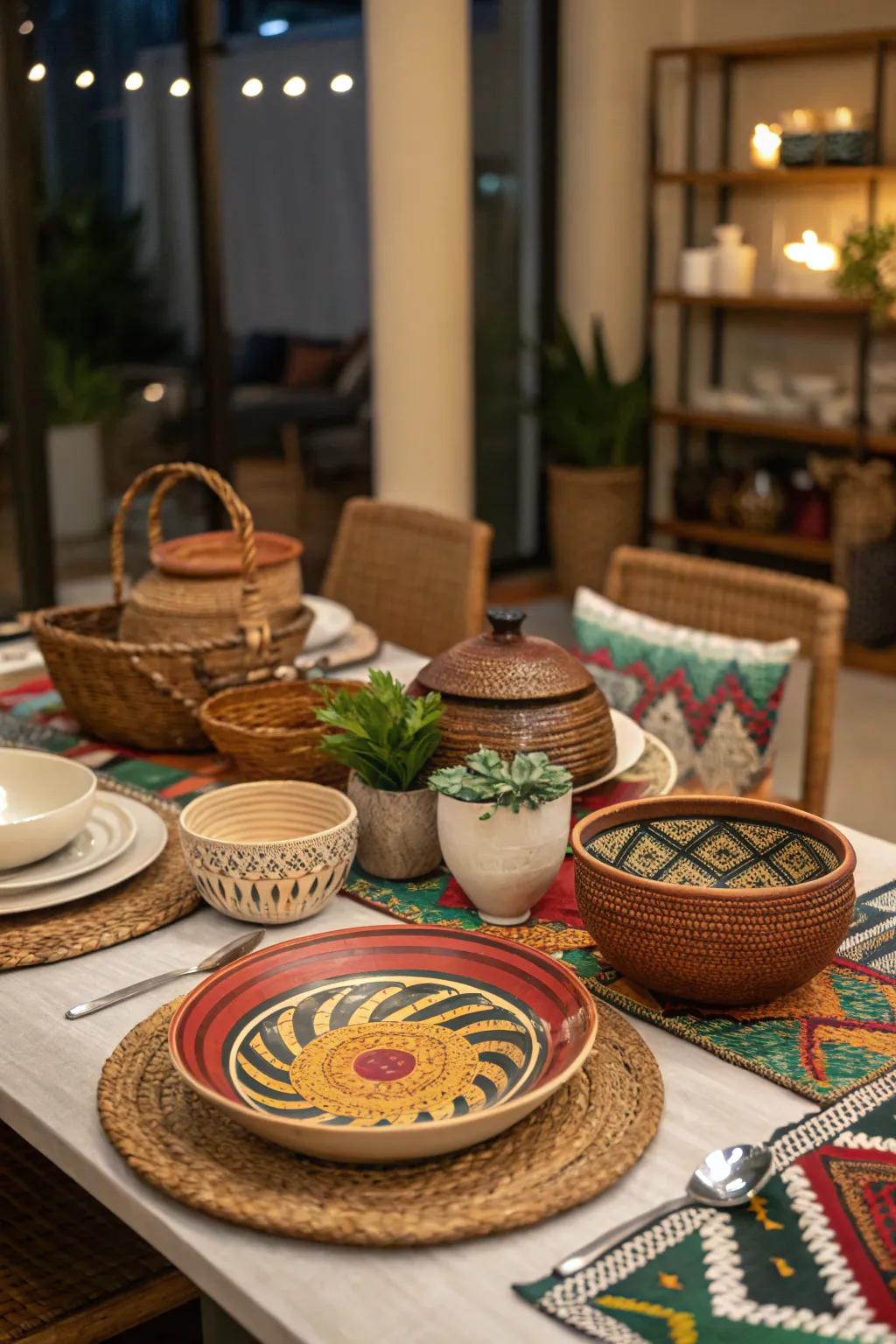 Worldwide influences add a worldly charm to the dinner table.