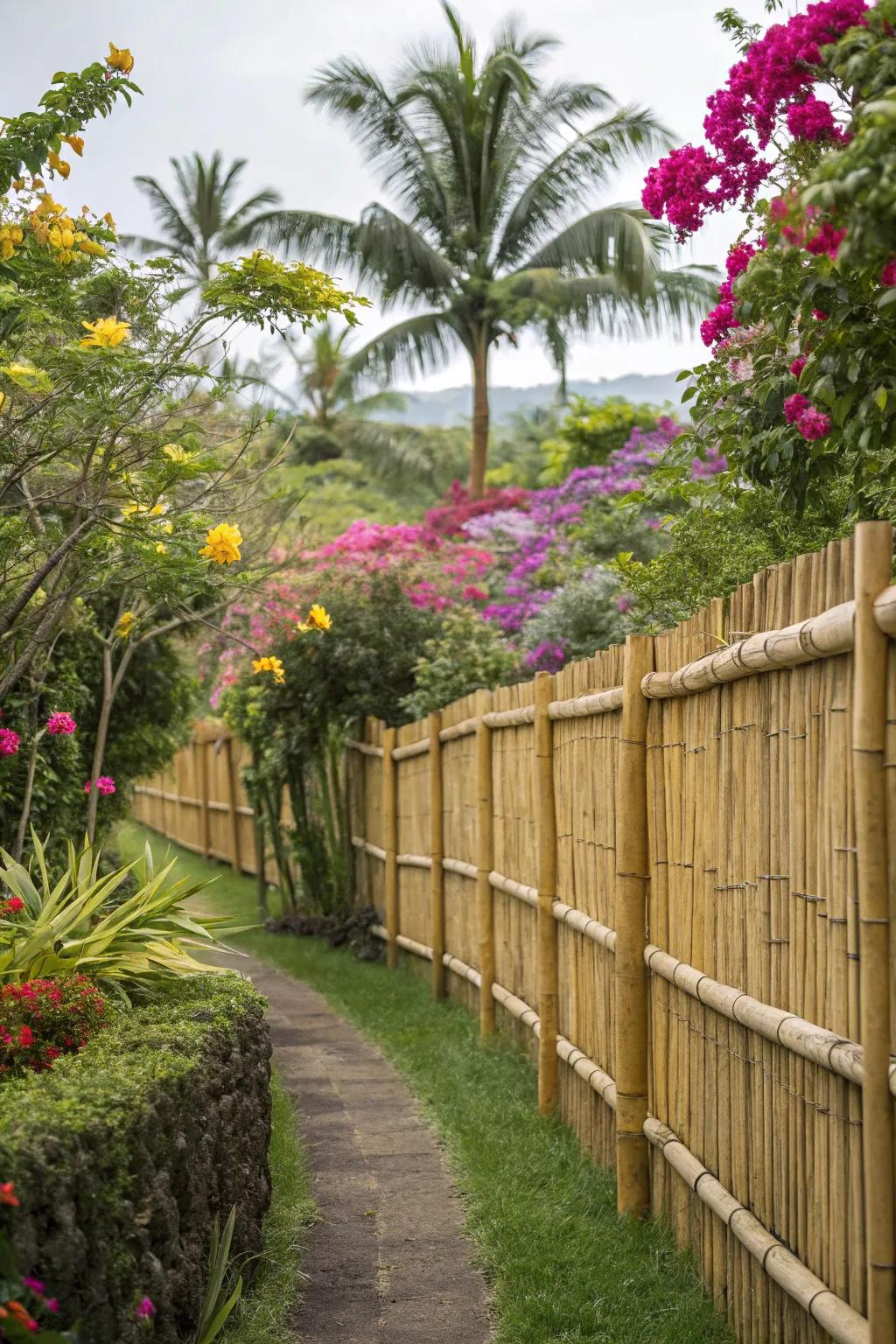 Reed fences offer a sustainable and exotic design option.