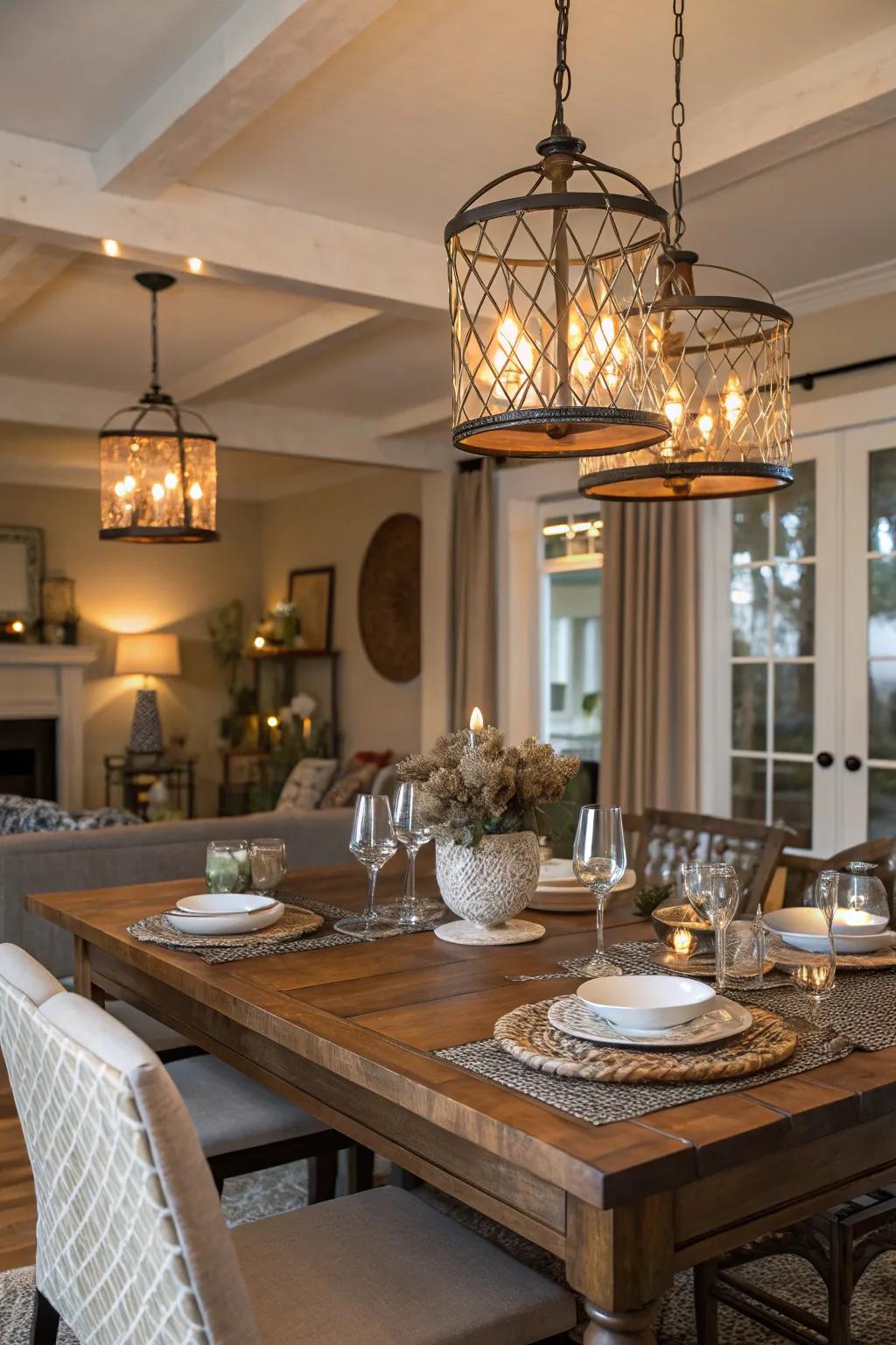 Mixed material installations provide a balanced and eclectic aesthetic.