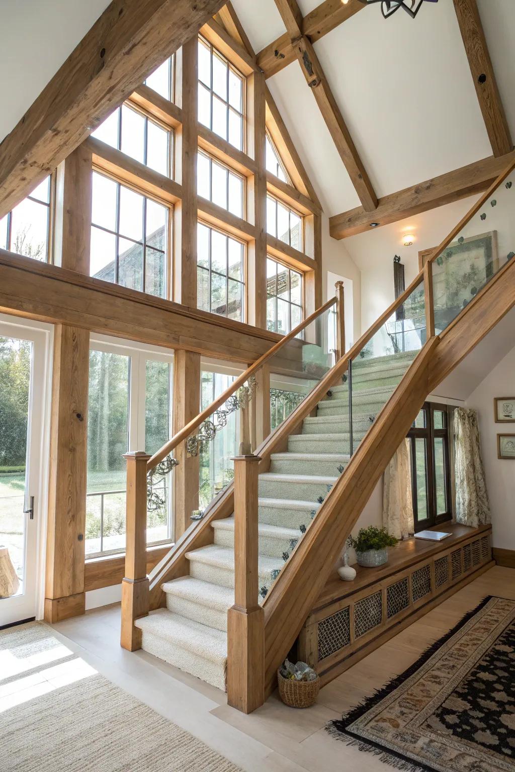 Glass and wood combine light with warmth.