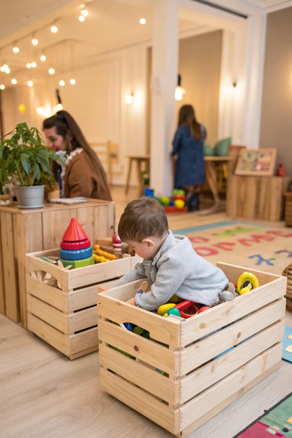 Make cleaning easy with a box play area.